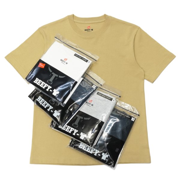 画像1: Hanes（ヘインズ）BEEFY T-Shirt（ビーフィーTシャツ）/White（ホワイト）・Sand Beige（サンドベージュ）・Navy（ネイビー）・H.Grey（ヘザーグレー）・Black（ブラック） (1)