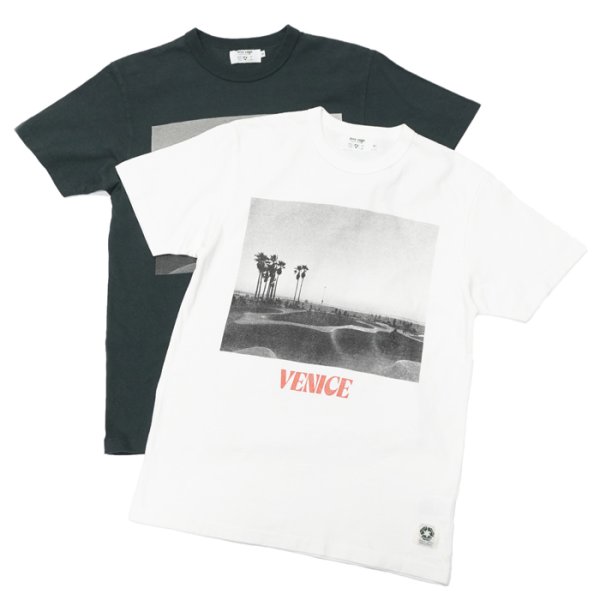 画像1: free rage（フリーレイジ）リサイクルコットンプリントTee"VENICE"/White（ホワイト）・Sumi（スミクロ） (1)