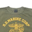 画像3: STUDIO D'ARTISAN（ステュディオ・ダ・ルチザン）USAコットンピグメント加工プリントＴシャツ"S.D.MARINE CORP"/Army Green（アーミーグリーン）※Sサイズのみ (3)