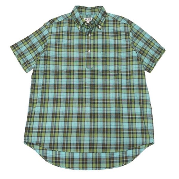 画像1: SERO（セロ）Short Sleeve Pullover B.D Shirt（ショートスリーブプルオーバーボタンダウンシャツ）Madras Check/Blue（ブルー）※サイズ16のみ (1)