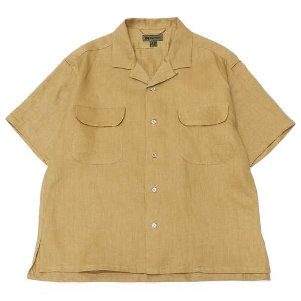 画像1: Nigel Cabourn（ナイジェル・ケーボン）OPEN COLLAR SHIRT（オープンカラーシャツ）LINEN TWILL/Beige（ベージュ） (1)