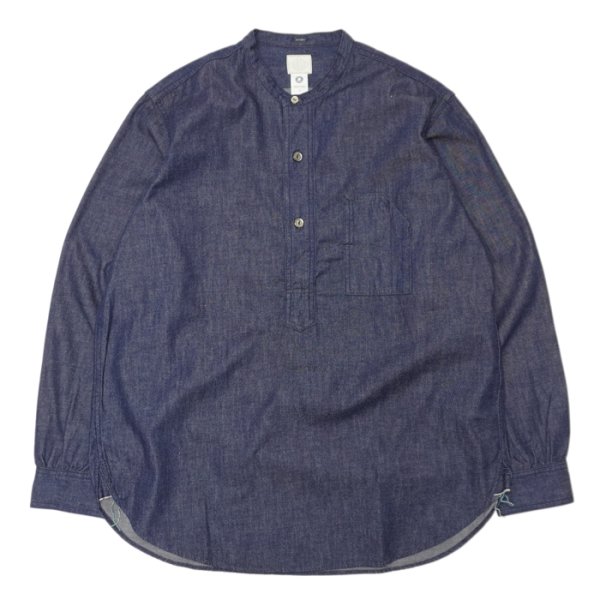 画像1: Post O'Alls（ポストオーバーオールズ）Band Collar Shirt（バンドカラーシャツ）Light Denim/Indigo（インディゴ） (1)