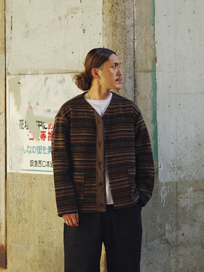 画像2: ENGINEERED GARMENTS（エンジニアードガーメンツ）KNIT CARDIGAN（ニットカーディガン）Fair Isle Stripe Sweater Knit/Brown（ブラウン）