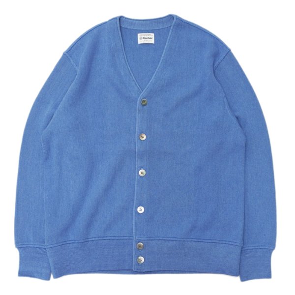 画像1: Yonetomi NEW BASIC（ヨネトミニューベーシック）AMERICAN WOOL&COTTON KNIT CARDIGAN（アメリカンウール＆コットンニットカーディガン）/Sax（ネイビー） (1)