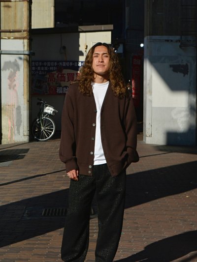 画像1: Yonetomi NEW BASIC（ヨネトミニューベーシック）AMERICAN WOOL&COTTON KNIT CARDIGAN（アメリカンウール＆コットンニットカーディガン）/Brown（ブラウン）