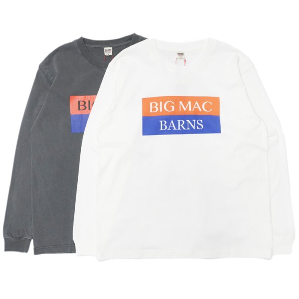 画像1: BARNS OUTFITTERS (バーンズアウトフィッターズ) 16/-BARNS OUTFITTERS×BIGMAC L/S T-Shirt (バーンズアウトフィッターズ×ビックマック・ロングスリーブTシャツ)"Pigment Dye"/White(ホワイト)・Charcoal（チャコール） (1)