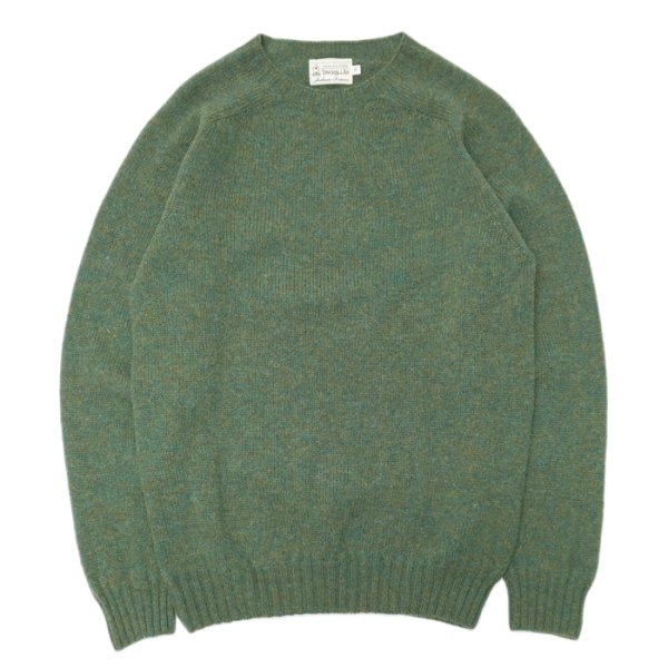 画像1: INVERALLAN（インバーアラン）Crew Neck Saddle Shoulder Sweater（クルーネックサドルショルダーセーター）Supersoft Shetland/JADE（ジェード） (1)