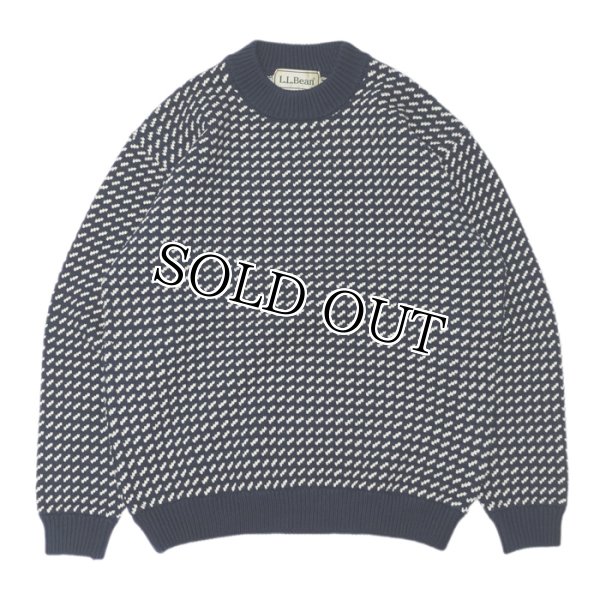 画像1: L.L.Bean（エルエルビーン）Wayne Sweater Bard's-Eye（ウェインセーターバーズアイ）-Japan Edition-/Navy×Natural（ネイビー×ナチュラル）※Mサイズのみ (1)