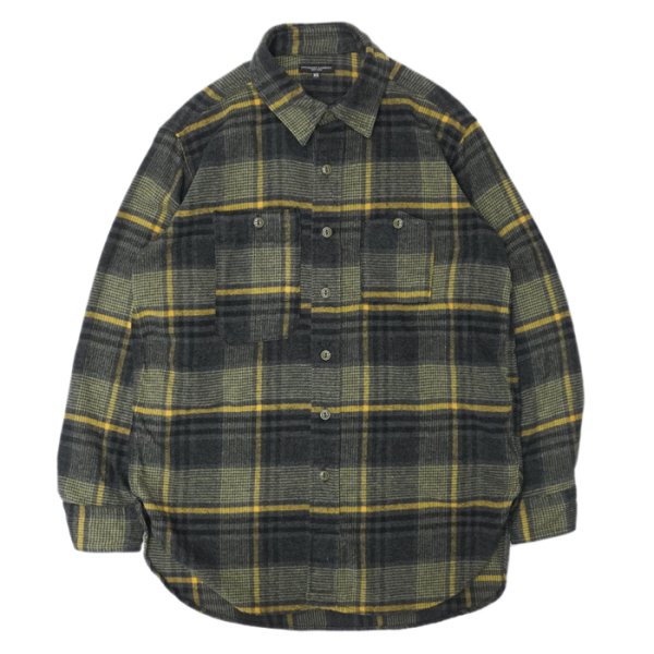 画像1: ENGINEERED GARMENTS（エンジニアードガーメンツ）WORK SHIRT（ワークシャツ）Cotton Plaid Flannel/Yellow×Grey（イエロー×グレー） (1)