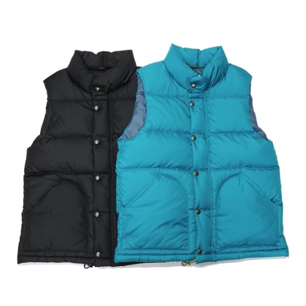 画像1: SIERRA DESIGNS（シエラデザイン）ZIP DOWN VEST（ジップダウンベスト）/Black（ブラック）・Turquoise（ターコイズ） (1)