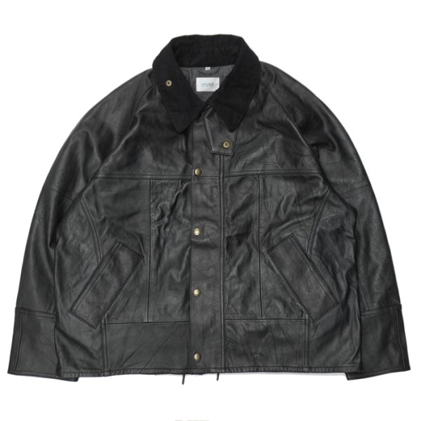 画像1: yoused （ユーズド）Leather Driver's Jacket （レザードライバーズジャケット）/ Black（ブラック） (1)