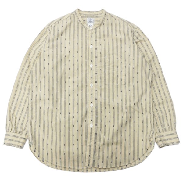 画像1: Post O'Alls（ポストオーバーオールズ）Band Collar Shirt（バンドカラーシャツ）"Stripe Shirting" / Natural（ナチュラル） (1)