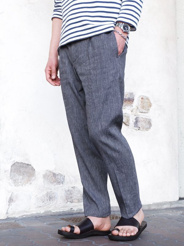 22SS New！！giabsarchivio（ジャブスアルキヴィオ）DANTE（ダンテ）ITALIAN TECNO LINEN/Navy  Stripe（ネイビーストライプ）【裾上げ無料】 - タイガース・ブラザース本店オンラインショップ