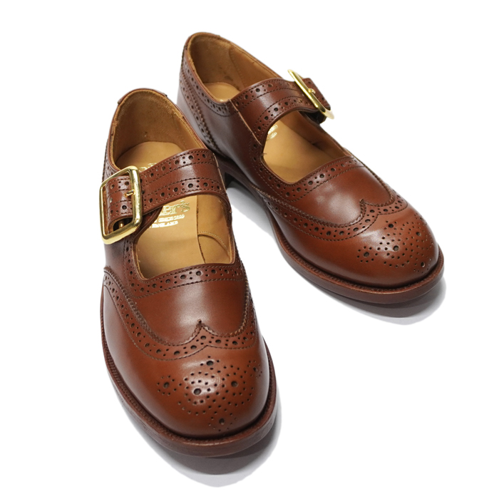 Tricker's（トリッカーズ）Mary Jane Brogue Shoes（メリージェーンブローグシューズ）レザーソール/Marron  Antique（マロンアンティーク） - タイガース・ブラザース本店オンラインショップ